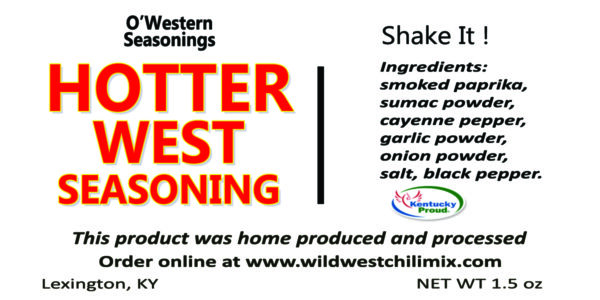 Hotter West Seasoning Label for the Bottle